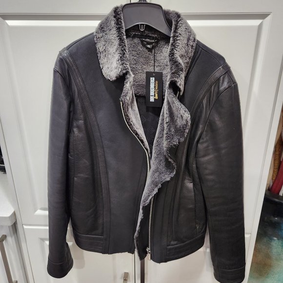 Dirk Bikkembergs Sport Couture Lamb Leather Shearling Jacket - Picture 7 of 16